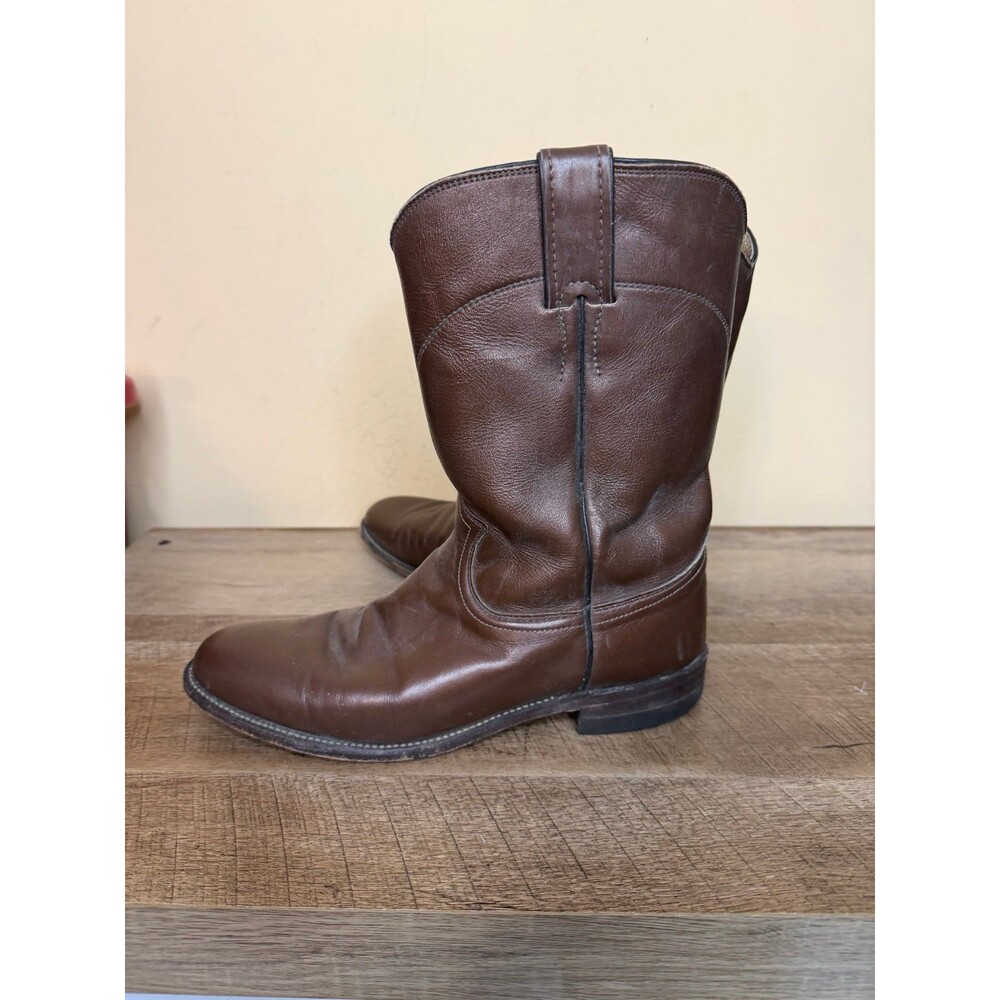 Men's Justin boots Brown Leather Cowboy Boots size 8 C narrow fit